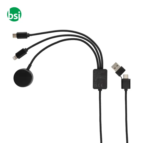 Terra RCS rPET 6-in-1 charging cable with watch -  6
