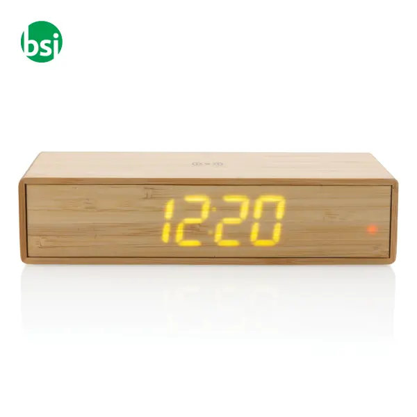 Bamboo alarm clock with 5W wireless charger -  4