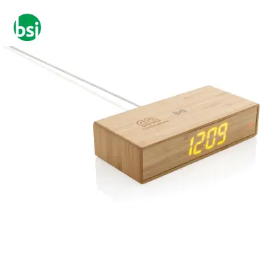 Bamboo alarm clock with 5W wireless charger - Immagine 9