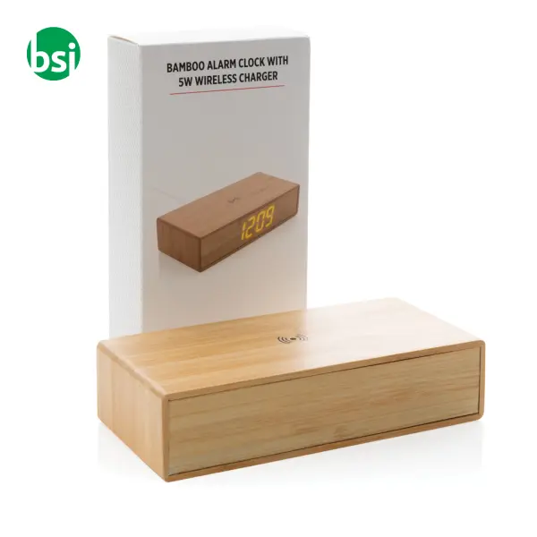 Bamboo alarm clock with 5W wireless charger -  8