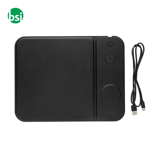 Swiss peak RCS recycled PU 15W 3 in 1 charging mousepad -  6