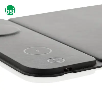 Swiss peak RCS recycled PU 15W 3 in 1 charging mousepad - Immagine 5