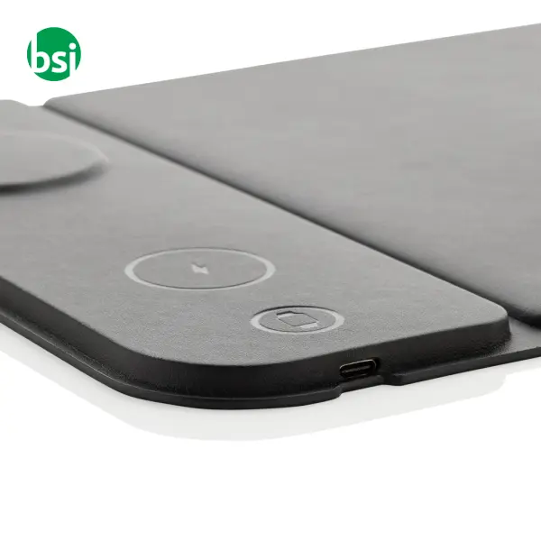 Swiss peak RCS recycled PU 15W 3 in 1 charging mousepad -  5