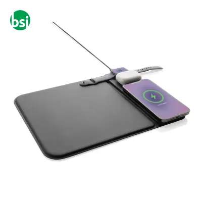 Swiss peak RCS recycled PU 15W 3 in 1 charging mousepad - Immagine 3