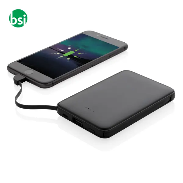 5.000 mAh Pocket Powerbank with integrated cables -  3