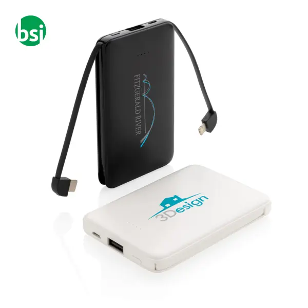 5.000 mAh Pocket Powerbank with integrated cables -  9