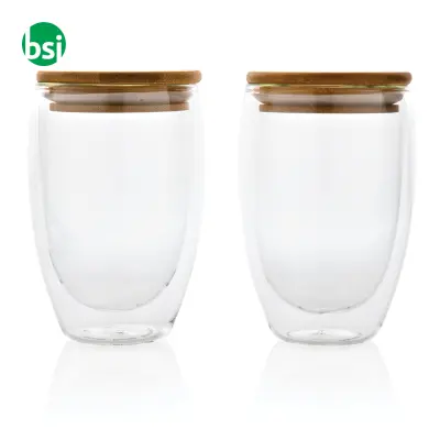 Double wall borosilicate glass with bamboo lid - Immagine 3