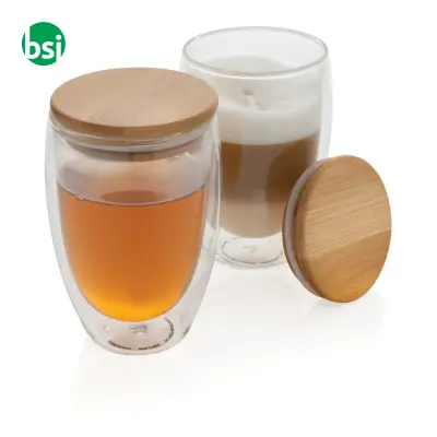 Double wall borosilicate glass with bamboo lid - Immagine 4