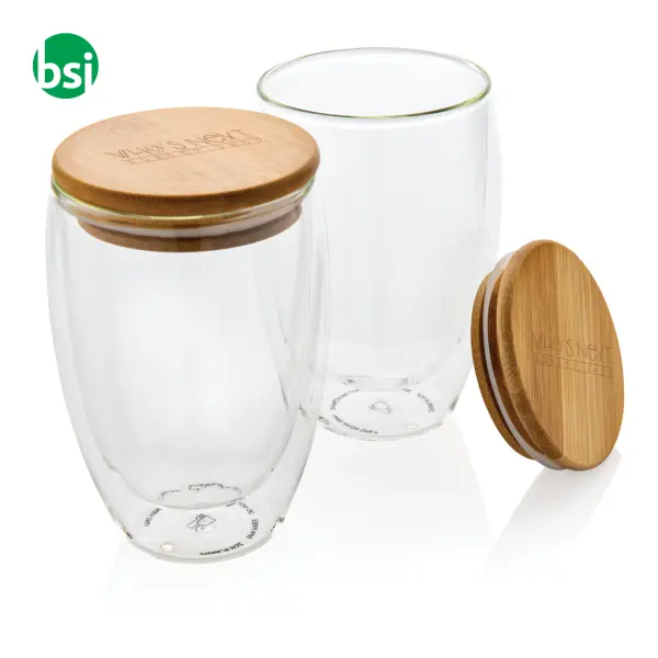 Double wall borosilicate glass with bamboo lid -  8
