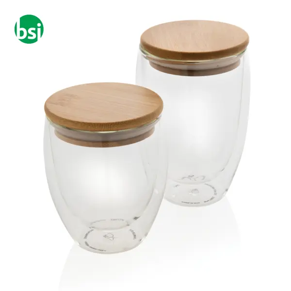 Double wall borosilicate glass with bamboo lid -  1
