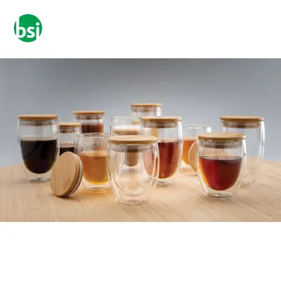 Double wall borosilicate glass with bamboo lid - Immagine 10