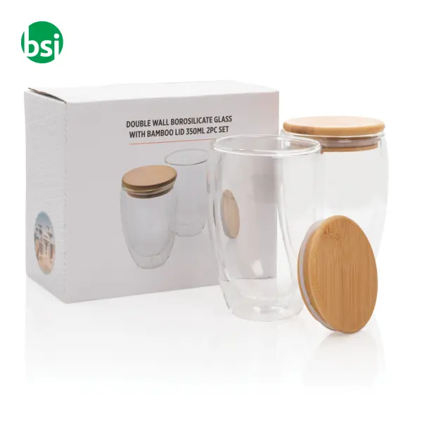Double wall borosilicate glass with bamboo lid -  6