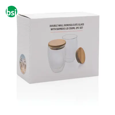 Double wall borosilicate glass with bamboo lid - Immagine 7
