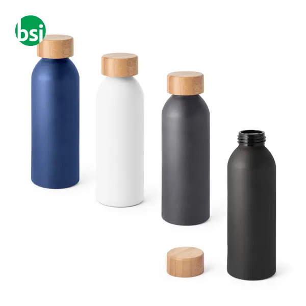 Aluminium bottle with bamboo lid 550 ml - QUETA -  1