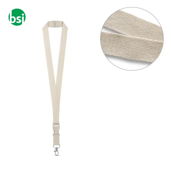 100% cotton lanyard with metal carabiner BALLINA -  1