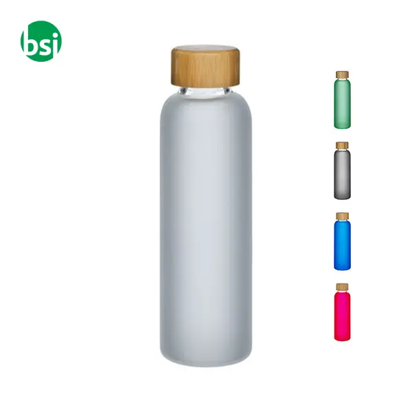 Glass bottle 500 ml | frosted and bamboo lid -  1