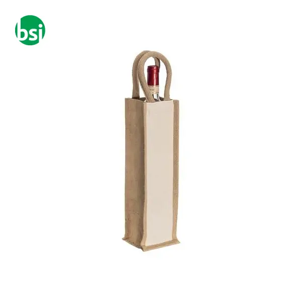 Bottle bag | jute and cotton | rope handles -  1