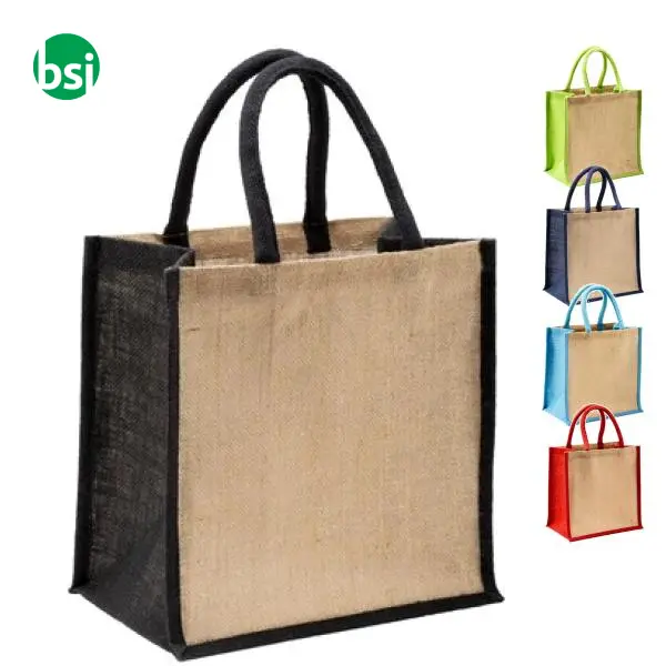 Mini shopping bag 30x30x19 | jute | colored handles -  1