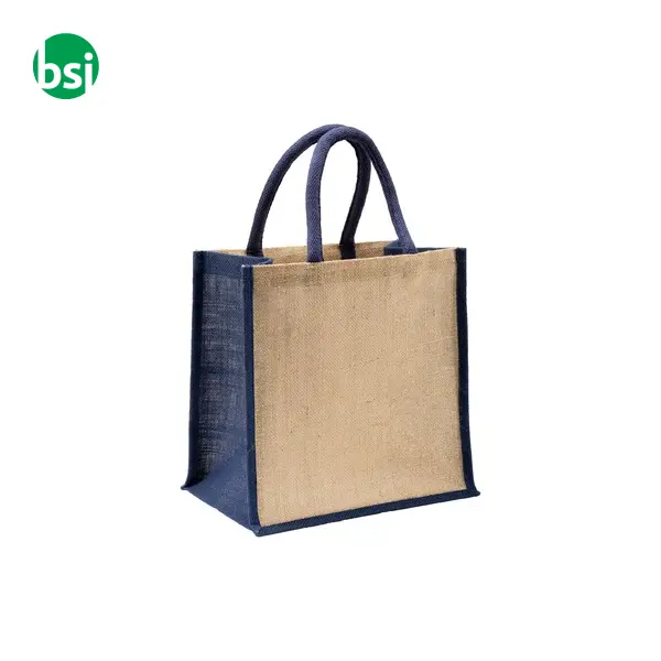 Mini shopping bag 30x30x19 | jute | colored handles -  19