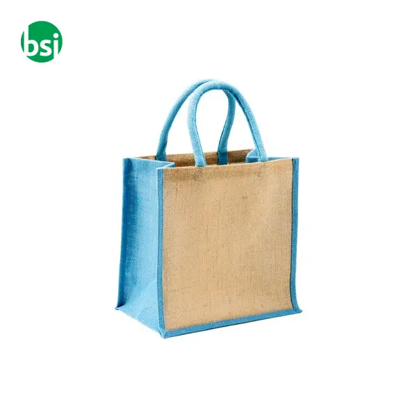 Mini shopping bag 30x30x19 | jute | colored handles -  18