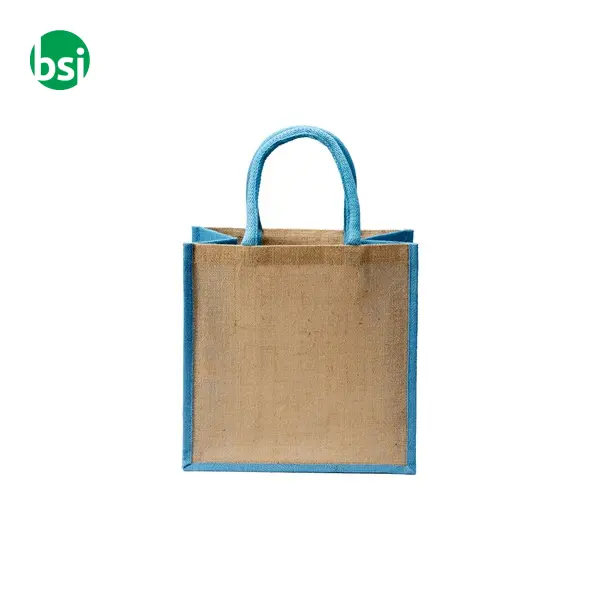 Mini shopping bag 30x30x19 | jute | colored handles -  11