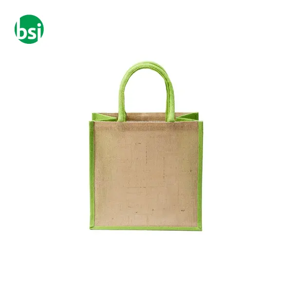 Mini shopping bag 30x30x19 | jute | colored handles -  14