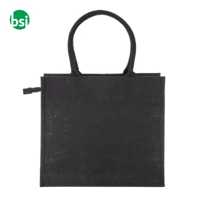 Jute bag with cotton handles features zipper closure FANO - Immagine 2
