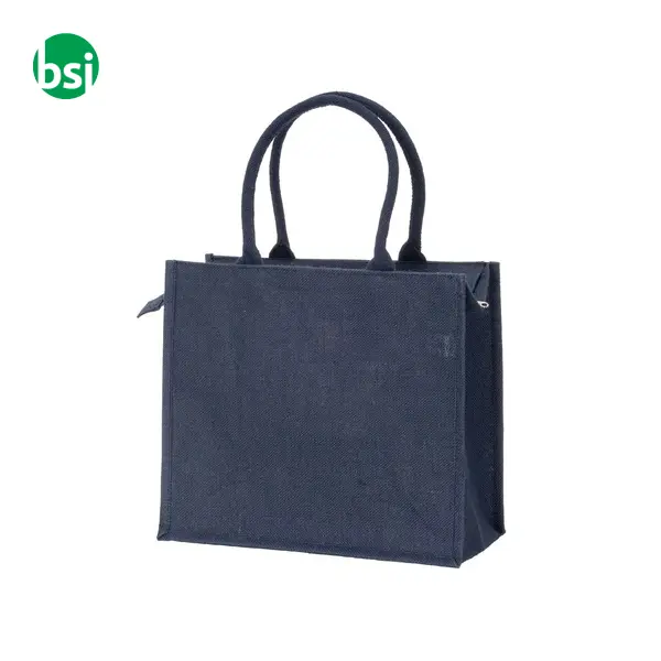 Jute bag with cotton handles features zipper closure FANO -  21
