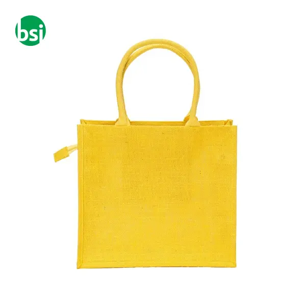 Jute bag with cotton handles features zipper closure FANO -  8