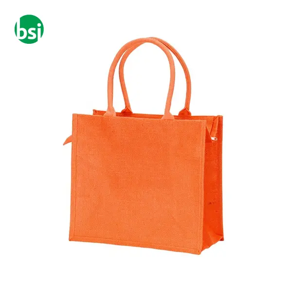 Jute bag with cotton handles features zipper closure FANO -  19
