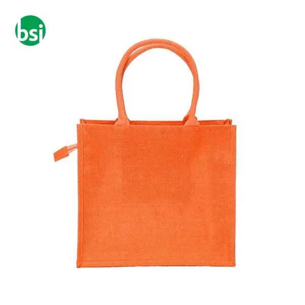 Jute bag with cotton handles features zipper closure FANO -  11
