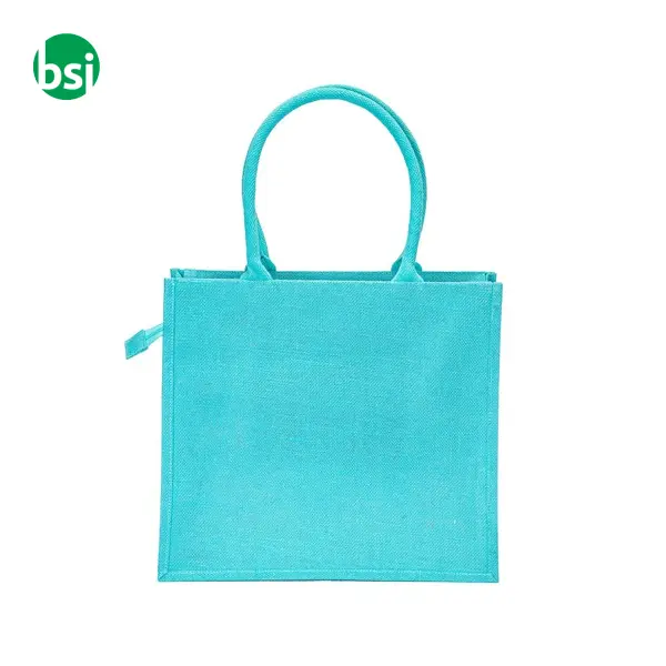 Jute bag with cotton handles features zipper closure FANO -  13
