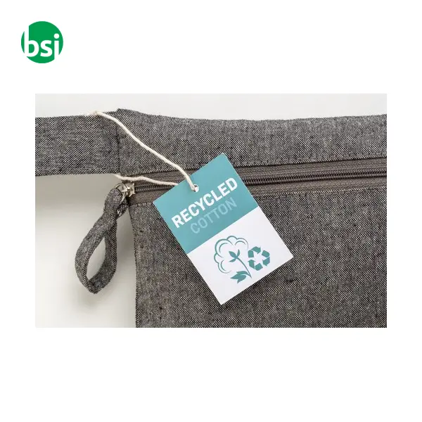 Document holder recycled cotton with zip GRS certified -  3