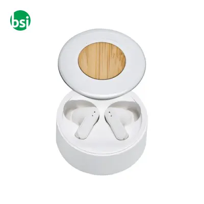 Recycled ABS earphones with bamboo insert