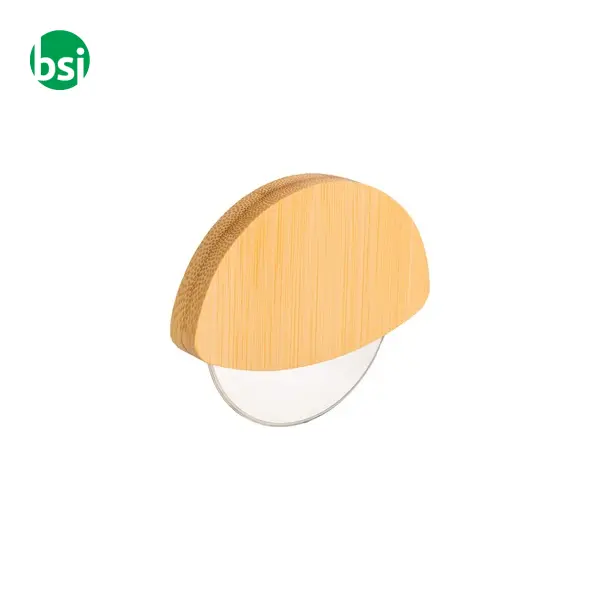 Pizza cutter with bamboo handle and stainless steel blade -  1