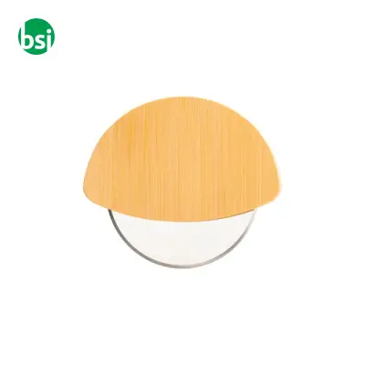 Pizza cutter with bamboo handle and stainless steel blade - Immagine 2