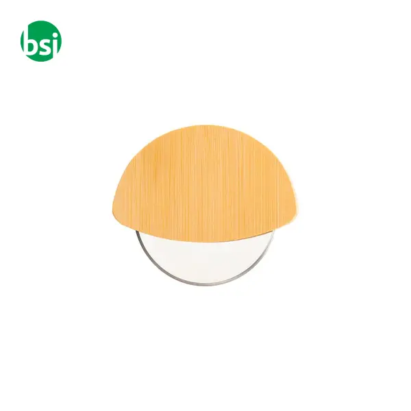 Pizza cutter with bamboo handle and stainless steel blade -  2