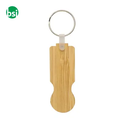 Bamboo shopping cart token with key ring - Immagine 4