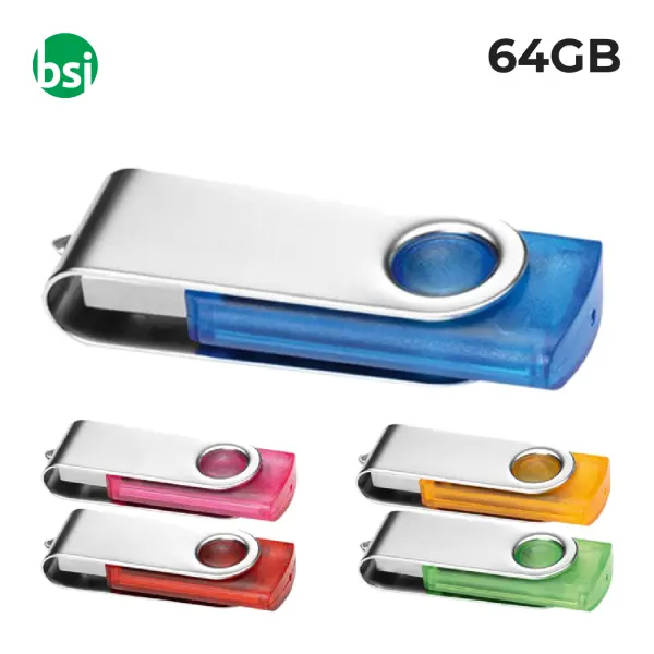 64GB USB - Transparent Twister Customizable USB -  1