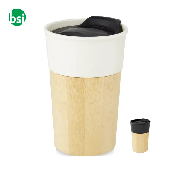 Pereira 320ml porcelain mug with bamboo outer wall  - 100645 -  1