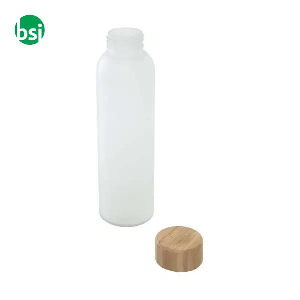 Lume 500 ml matte soda lime glass bottle with bamboo lid -  4