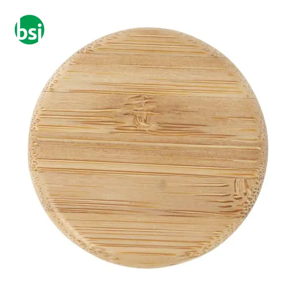 Lume 500 ml matte soda lime glass bottle with bamboo lid -  5