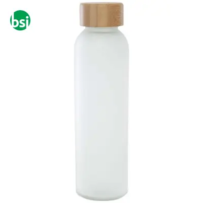 Lume 500 ml matte soda lime glass bottle with bamboo lid - Immagine 3