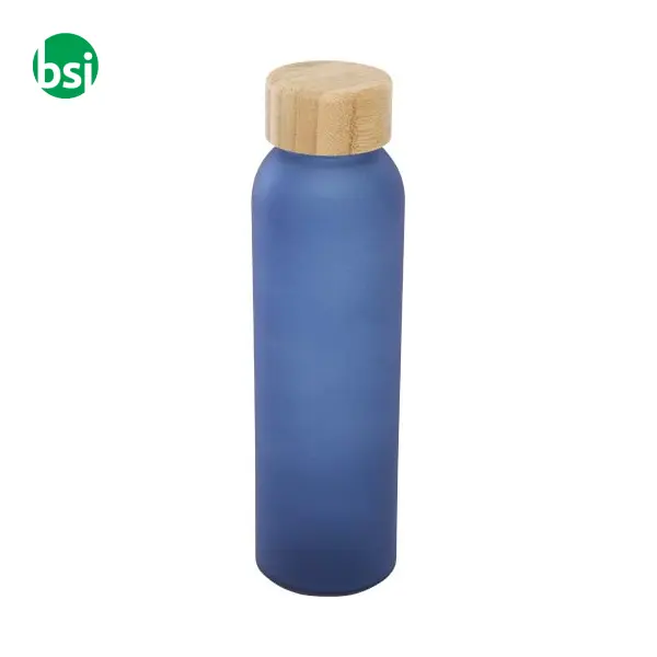 Lume 500 ml matte soda lime glass bottle with bamboo lid -  8