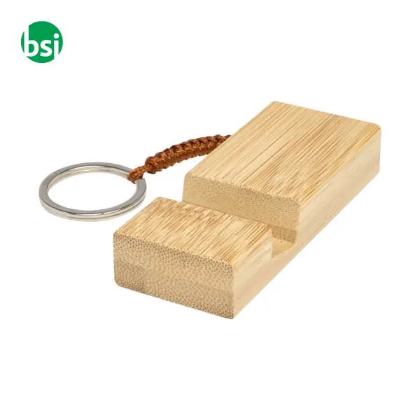 Bosona bamboo phone holder with keychain -  5