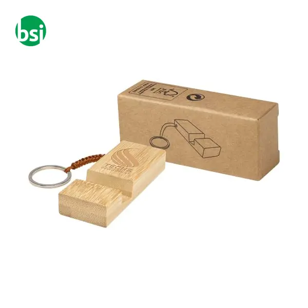 Bosona bamboo phone holder with keychain -  2
