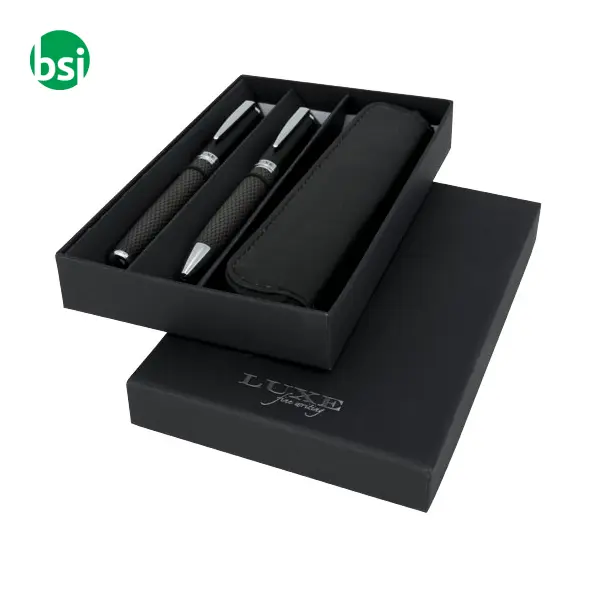 Carbon duo pen gift set with pouch  - 107110 -  1