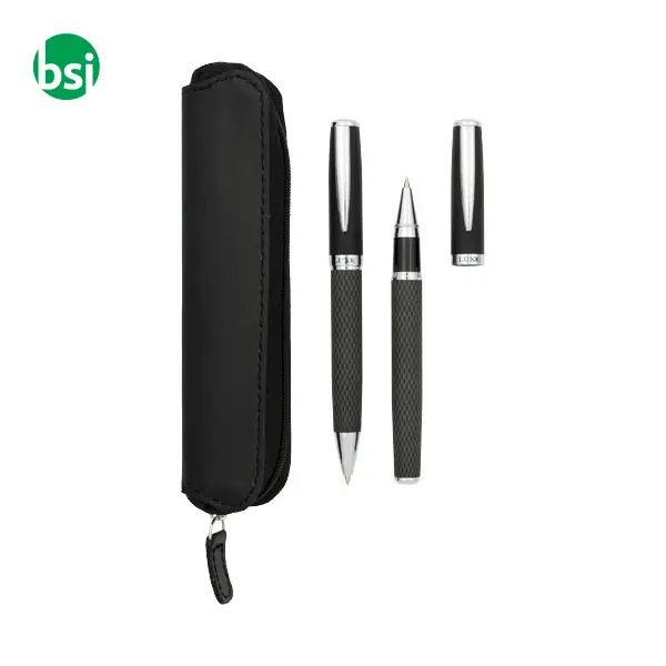 Carbon duo pen gift set with pouch  - 107110 -  6
