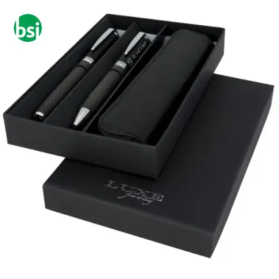 Carbon duo pen gift set with pouch  - 107110 - Immagine 2