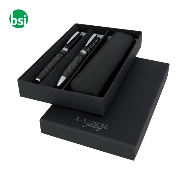 Carbon duo pen gift set with pouch  - 107110 -  2